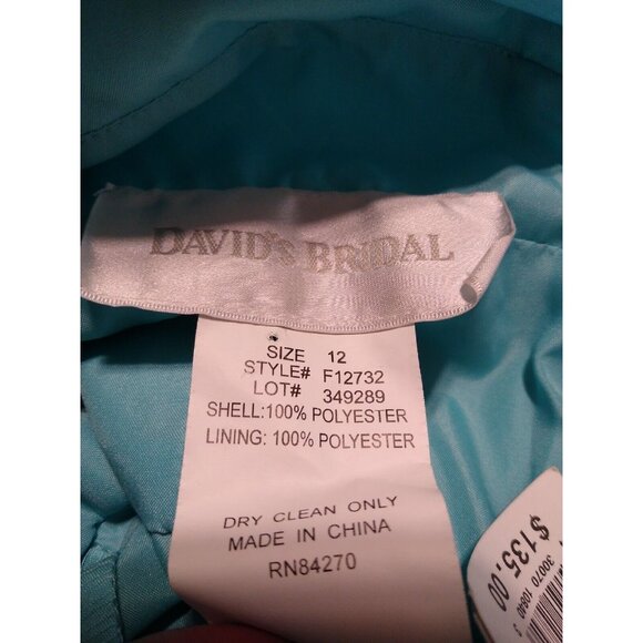 NWT $135 David's Bridal Womens 12 Long Chiffon Formal Gown Bridesmaid Pool Blue - Picture 11 of 11